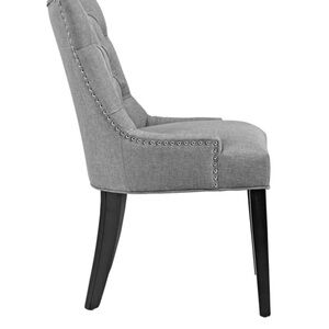 Gray Upholstered Dining Chair with Nailhead Trim